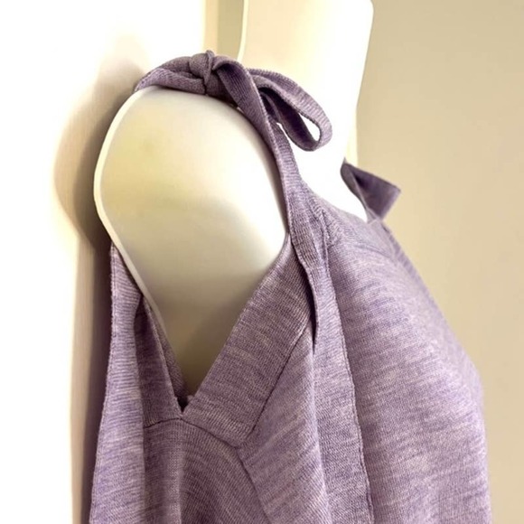 J. CREW LAVENDER MERINO WOOL COLD SHOULDER SWEATER WITH BOWS SIZE SMALL - Picture 8 of 11